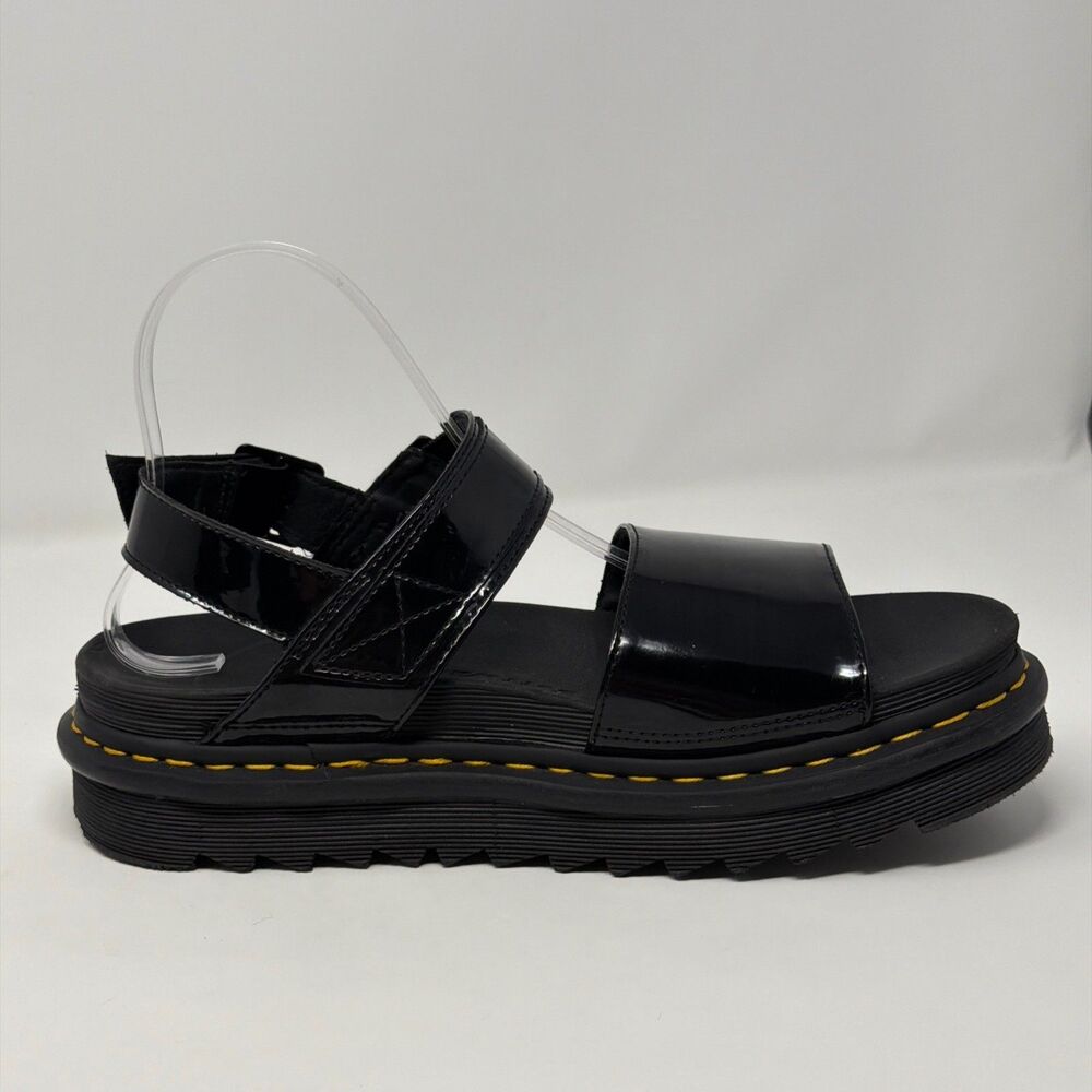 Dr Martens Voss Patent Platform Sandals Black Womens 10 Buckle - Picture 9 of 16